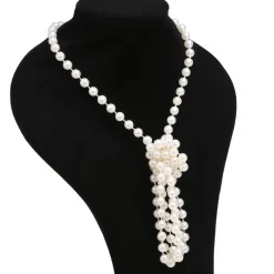 Clearance Retro Stage [US Warehouse] White 1920s Pearl Flapper Necklace