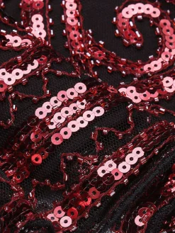 Fashion Retro Stage [US Warehouse] 1920s Sequined Embellished Dress Wine Red