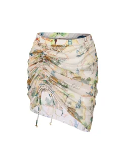 Clearance Retro Stage [US Warehouse] Yellow 1970s Retro Architectural Pattern Drawstring Cover-Up Multicolor