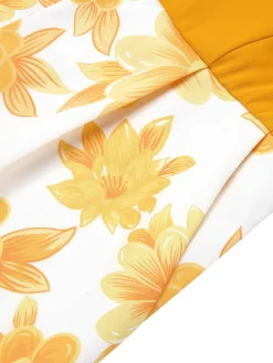 Sale Retro Stage [US Warehouse] 1950s Spaghetti Strap Floral Romper Yellow