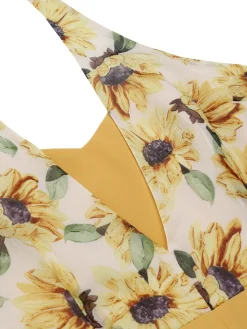 Outlet Retro Stage [US Warehouse] 1950s Sunflower Halter Romper Yellow