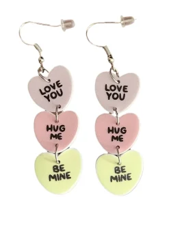 Best Retro Stage Valentine Triple Layer Heart Letter Drop Earrings