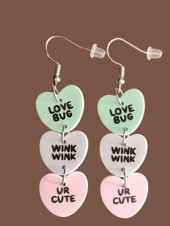 Best Retro Stage Valentine Triple Layer Heart Letter Drop Earrings
