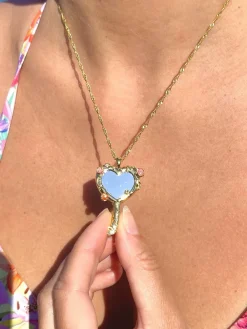 Clearance Retro Stage Vintage Alloy Mirror Decoration Necklace