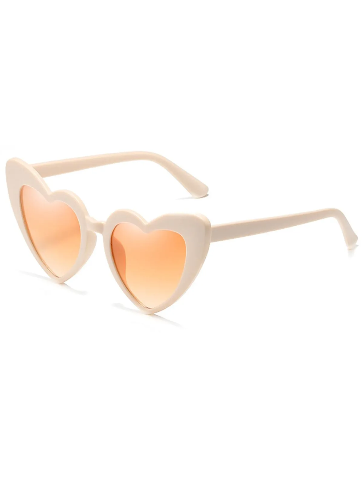 Fashion Retro Stage Vintage Alloy Temple Heart Frame Sunglasses