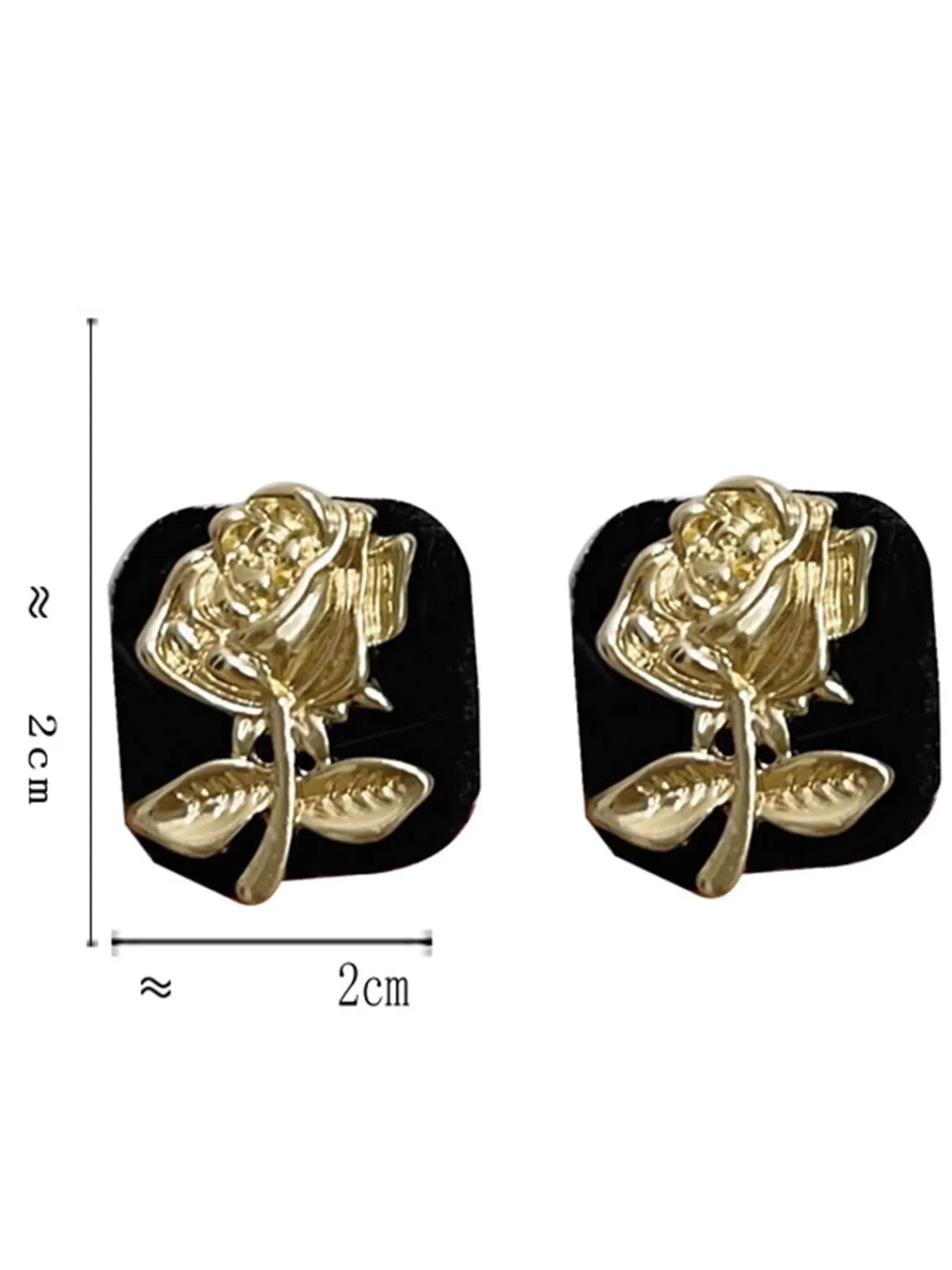 Online Retro Stage Vintage Black & Gold Cubic Flower Earrings