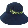 Outlet Retro Stage Vintage Blue Hand Embroidered Rose Floral Hat