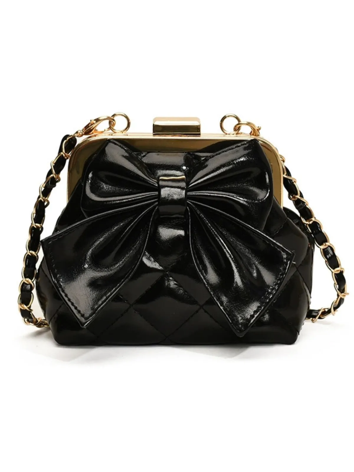 Best Retro Stage Vintage Bow Clip Chain Crossbody Bag