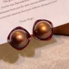 Fashion Retro Stage Vintage Brown Dome Glossy Earrings