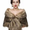 Fashion Retro Stage Vintage Brown Faux Fur Wraps Shawls