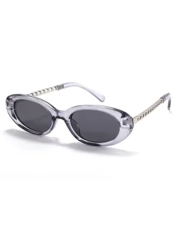 New Retro Stage Vintage Chain Temple Oval Sunglasses
