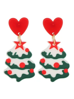 Discount Retro Stage Vintage Christmas Elements Heart Stud Earrings
