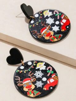 Discount Retro Stage Vintage Christmas Elements Heart Stud Earrings