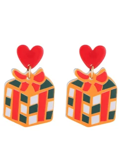 Discount Retro Stage Vintage Christmas Elements Heart Stud Earrings