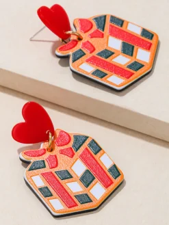 Discount Retro Stage Vintage Christmas Elements Heart Stud Earrings