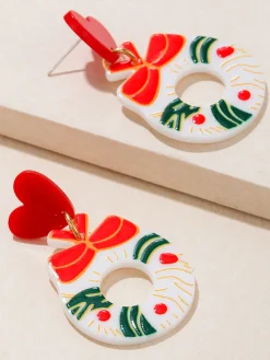 Discount Retro Stage Vintage Christmas Elements Heart Stud Earrings