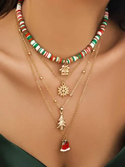 New Retro Stage Vintage Christmas Layer Necklace Set