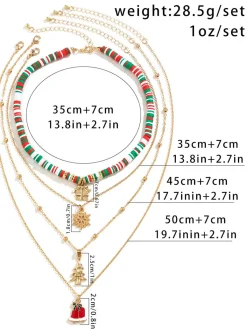New Retro Stage Vintage Christmas Layer Necklace Set