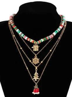 New Retro Stage Vintage Christmas Layer Necklace Set
