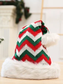 Online Retro Stage Vintage Christmas Red Striped Plush Hat