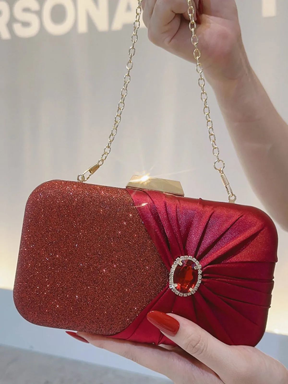 Discount Retro Stage Vintage Crystal Glitter Satin Clutch Bag