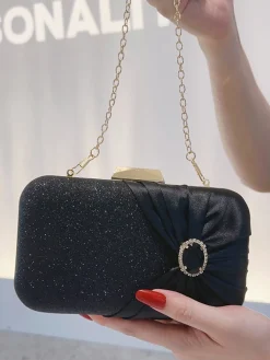 Discount Retro Stage Vintage Crystal Glitter Satin Clutch Bag