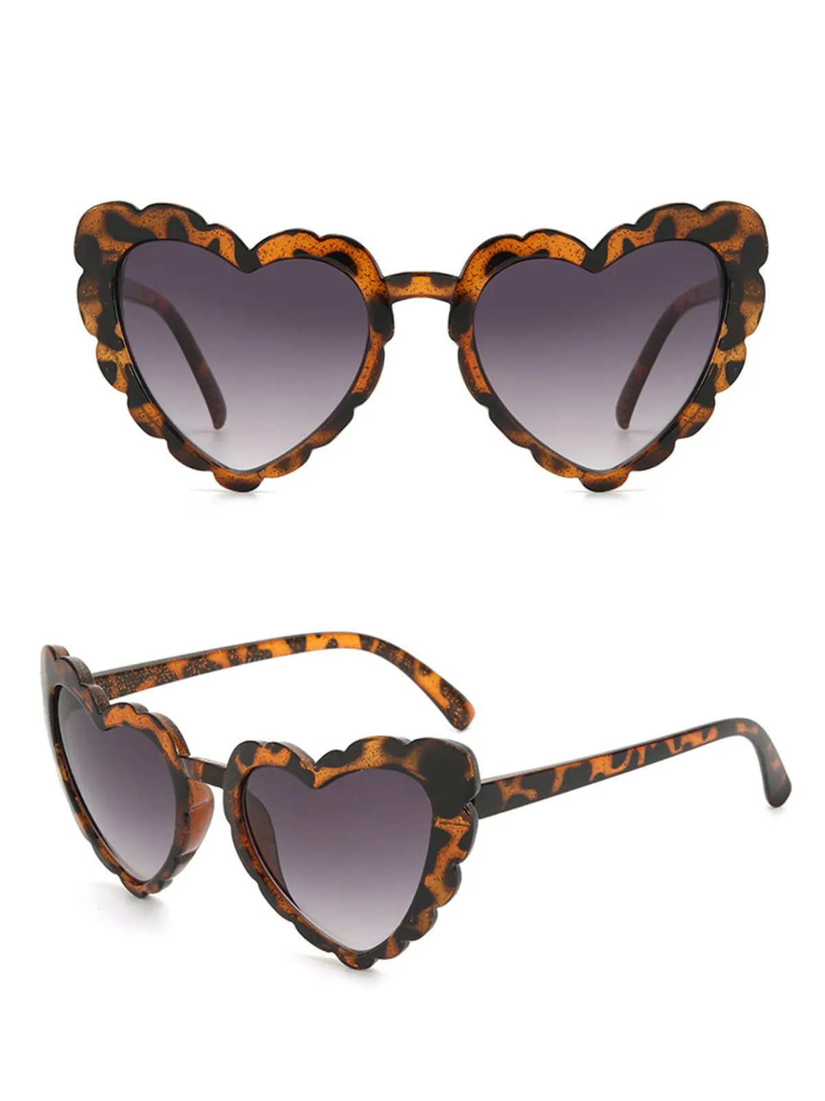 Discount Retro Stage Vintage Curved Heart Frame Sunglasses