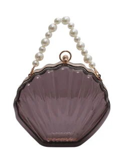 Fashion Retro Stage Vintage 3D Seashell Transparent Pearl Chain Bag
