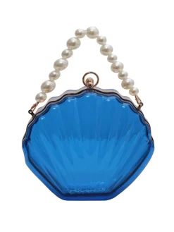 Fashion Retro Stage Vintage 3D Seashell Transparent Pearl Chain Bag