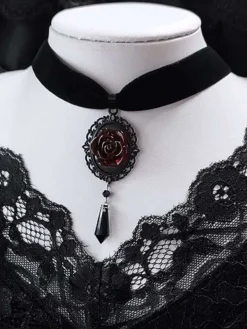 New Retro Stage Vintage Dark Rose Victorian Gothic Necklace