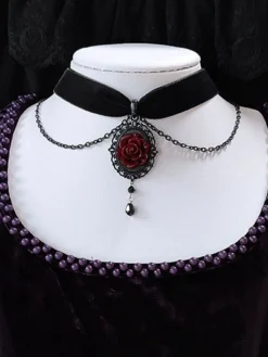 New Retro Stage Vintage Dark Rose Victorian Gothic Necklace