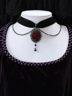 New Retro Stage Vintage Dark Rose Victorian Gothic Necklace