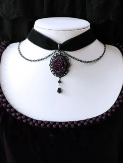 New Retro Stage Vintage Dark Rose Victorian Gothic Necklace