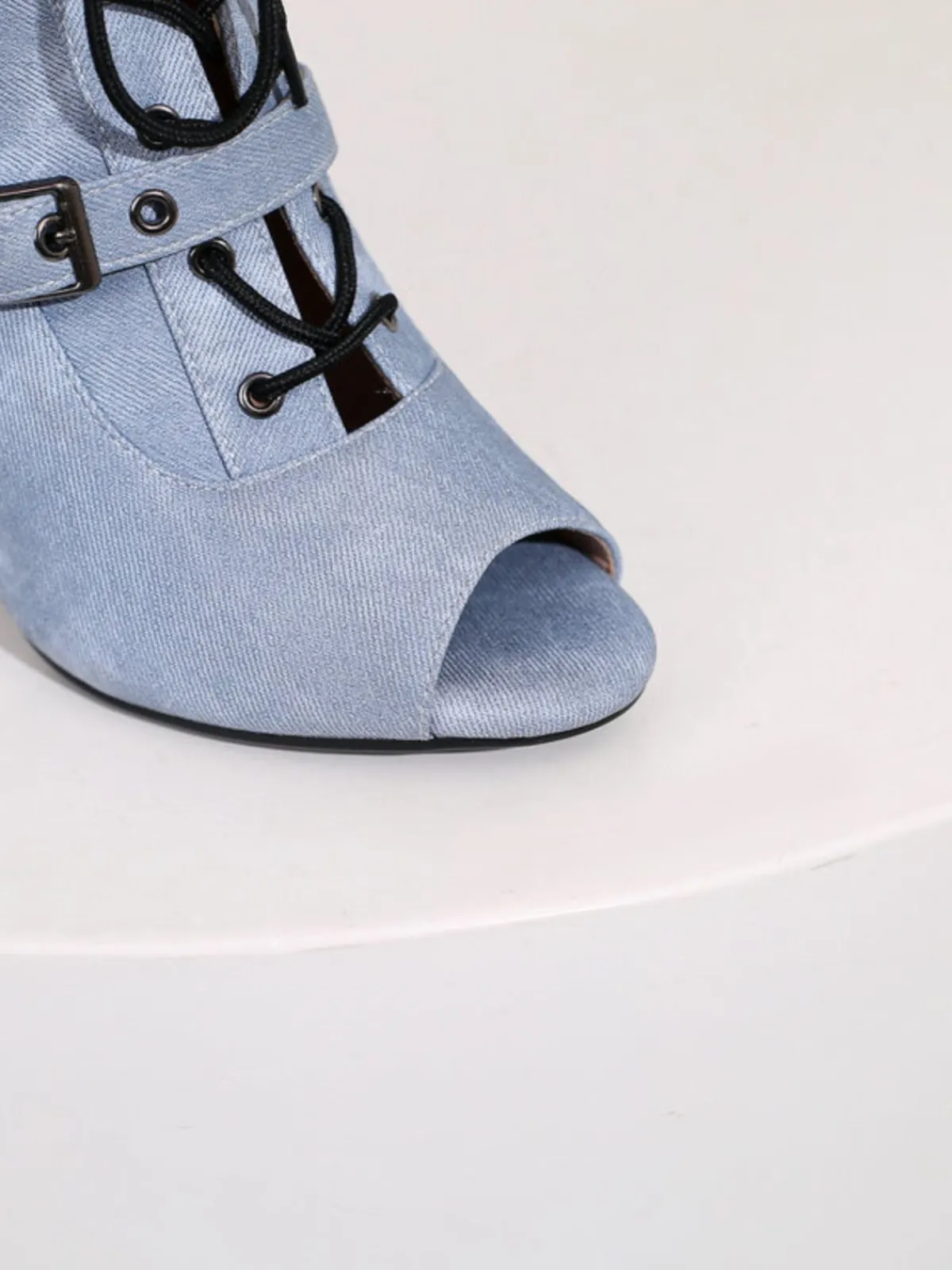 Clearance Retro Stage Vintage Denim Peep Toe Stiletto Heel Shoes