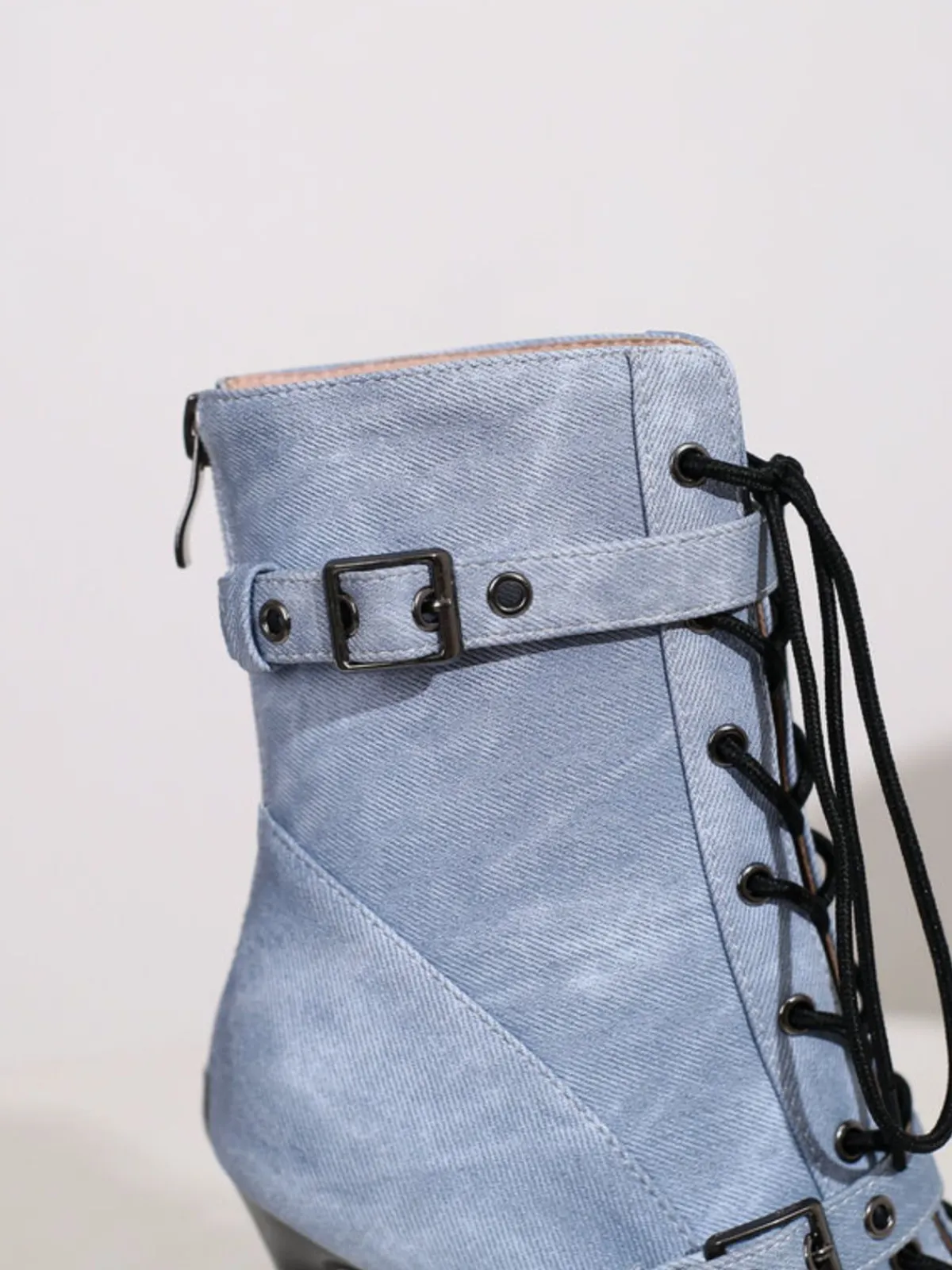 Clearance Retro Stage Vintage Denim Peep Toe Stiletto Heel Shoes