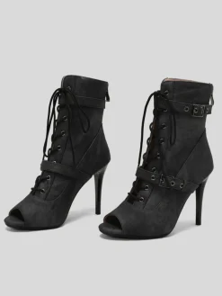 Clearance Retro Stage Vintage Denim Peep Toe Stiletto Heel Shoes