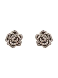 Online Retro Stage Vintage Diamond Floral Earring