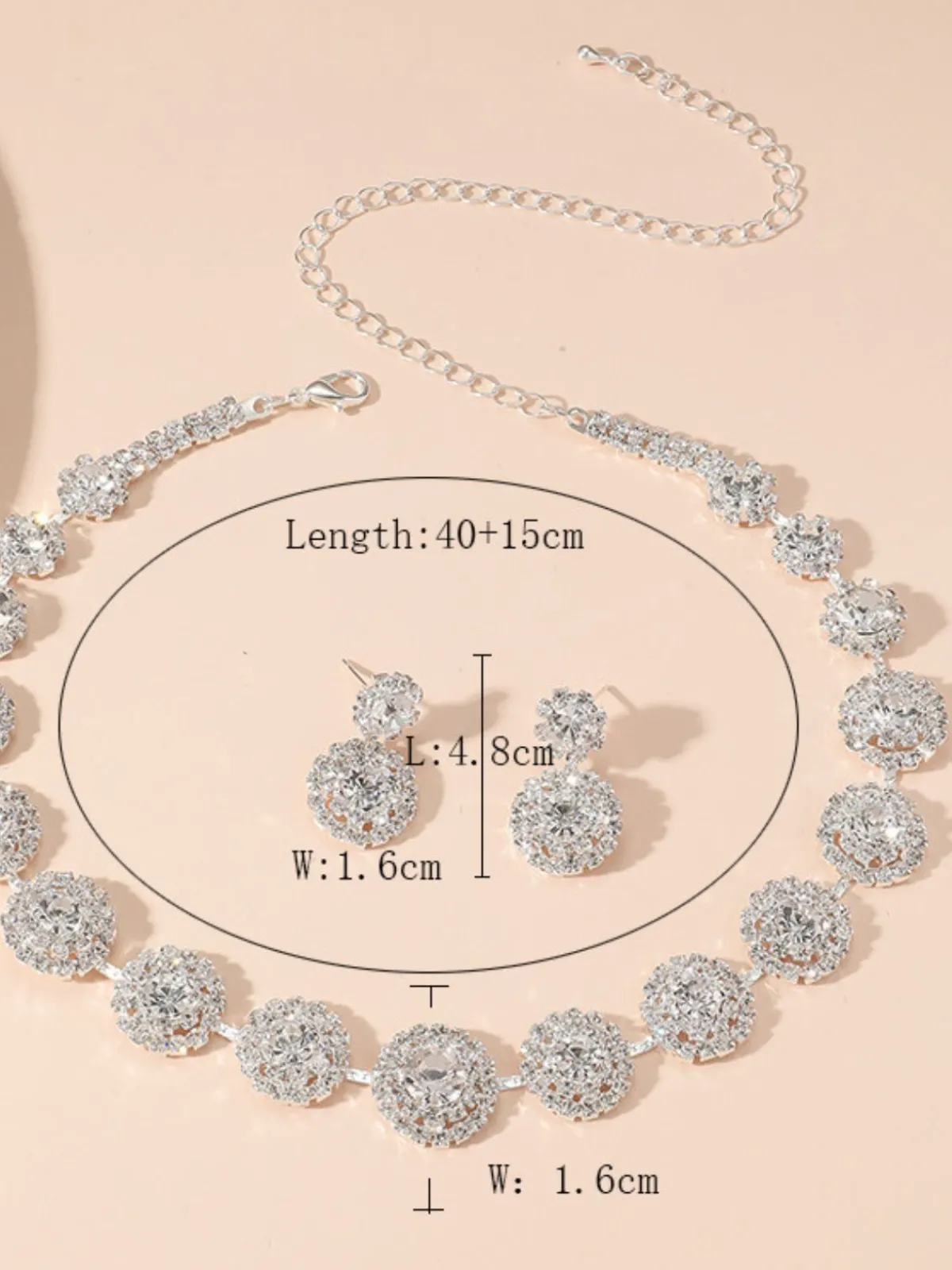 Sale Retro Stage Vintage Diamond Necklace Earrings Set
