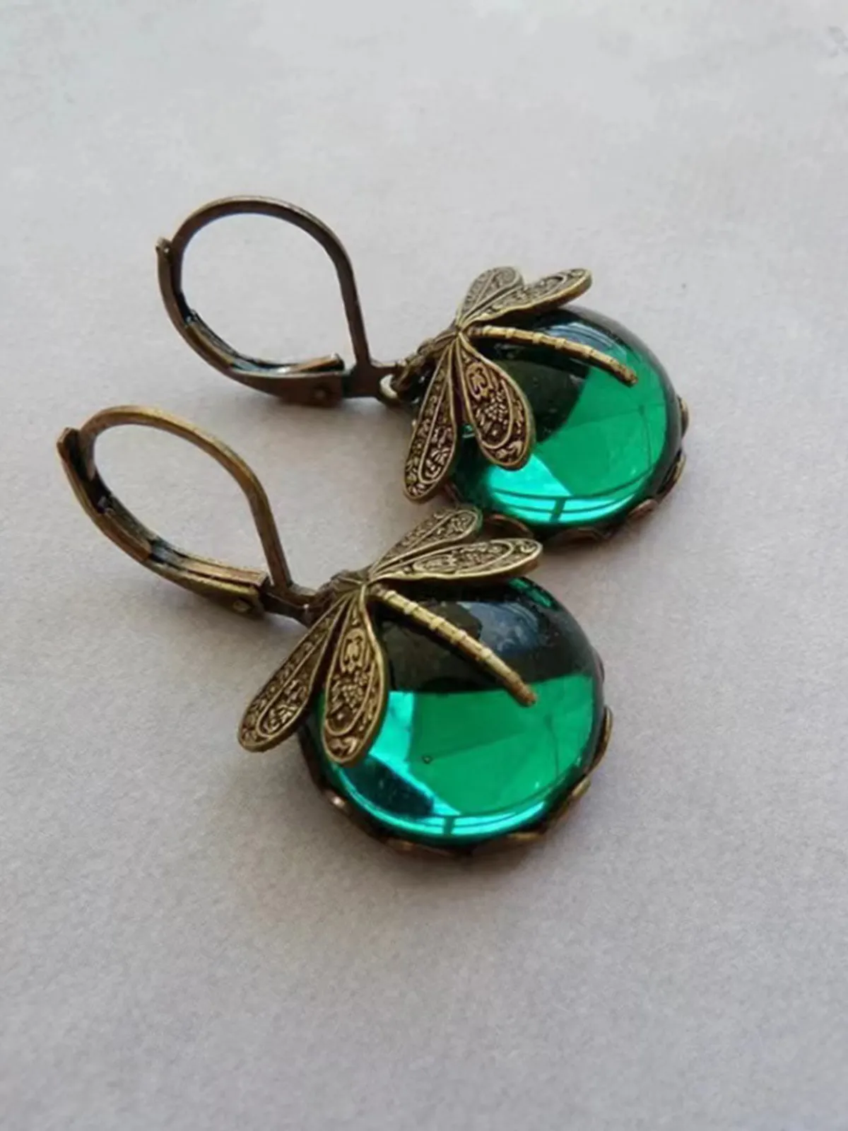 Outlet Retro Stage Vintage Dragonfly Gemstone Earrings