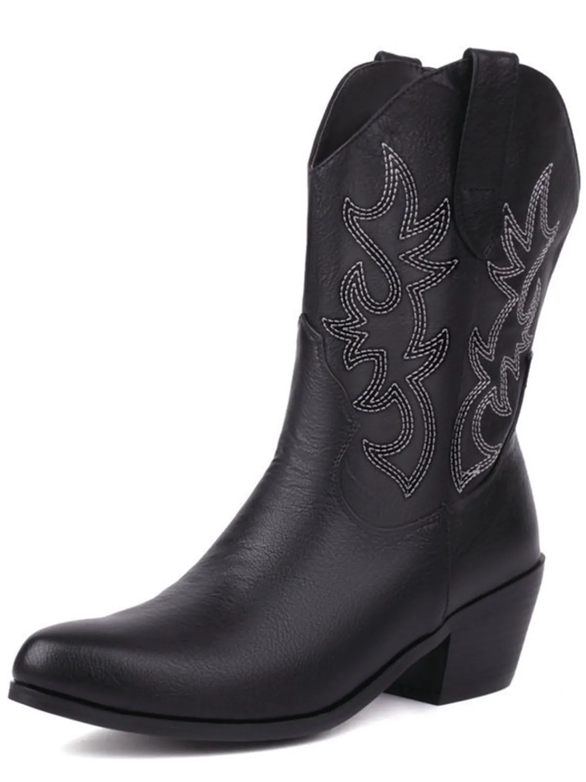 Sale Retro Stage Vintage Embroidered Chunky Heel Cowboy Boots
