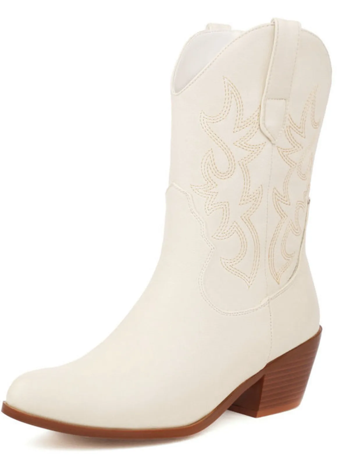 Sale Retro Stage Vintage Embroidered Chunky Heel Cowboy Boots