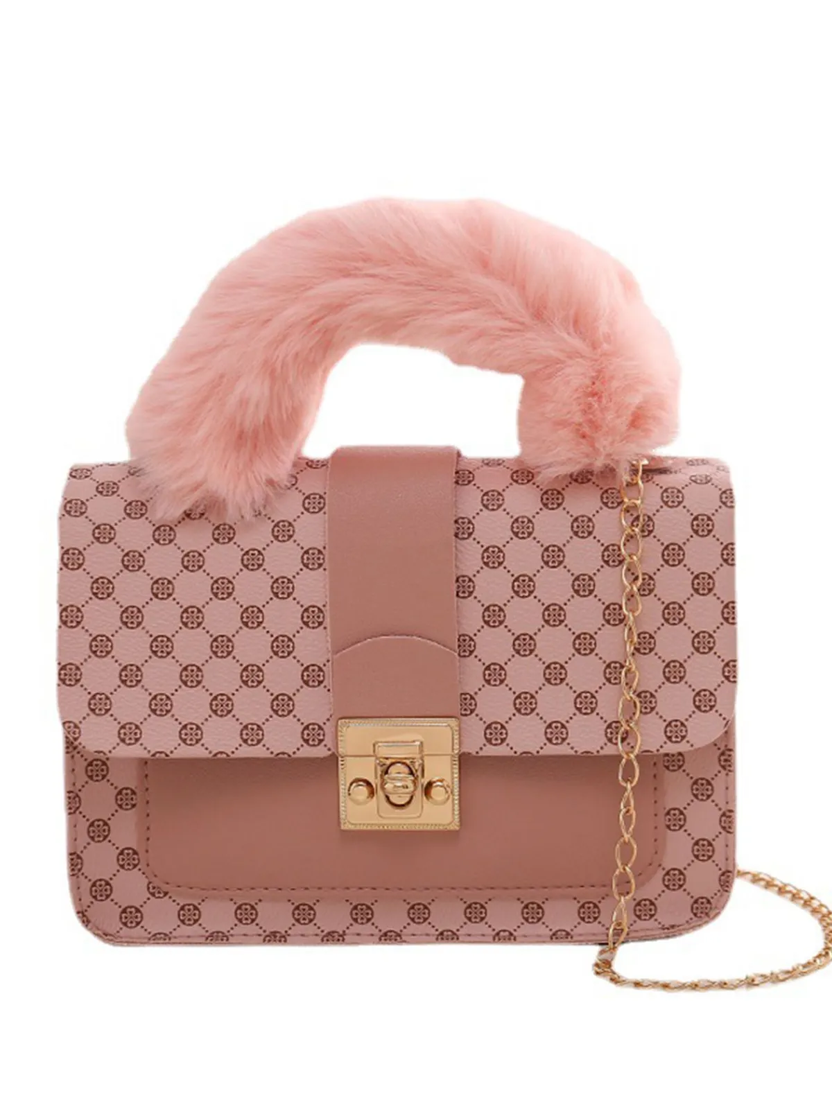 Discount Retro Stage Vintage Faux Fur Handle Mini Crossbody Bag
