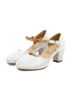 Fashion Retro Stage Vintage Flannelette Gold Chain High Heels