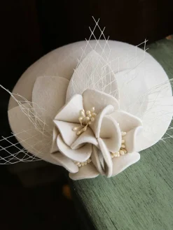 Outlet Retro Stage Vintage Floral Decor Mesh Woolen Hat