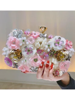 Online Retro Stage Vintage Flower Decor Clutch Bag