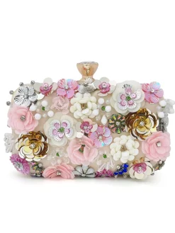 Online Retro Stage Vintage Flower Decor Clutch Bag