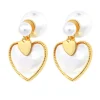 Clearance Retro Stage Vintage Gold Edged Pearl Heart Earrings