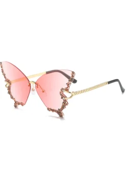 New Retro Stage Vintage Gradient Butterfly Rhinestone Sunglasses