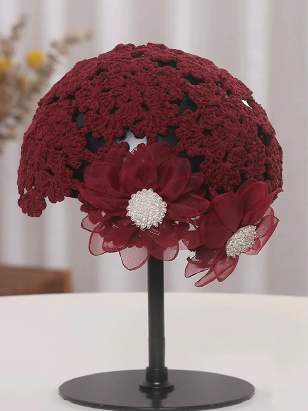 Best Retro Stage Vintage Hand-Woven Crochet Turban Hat