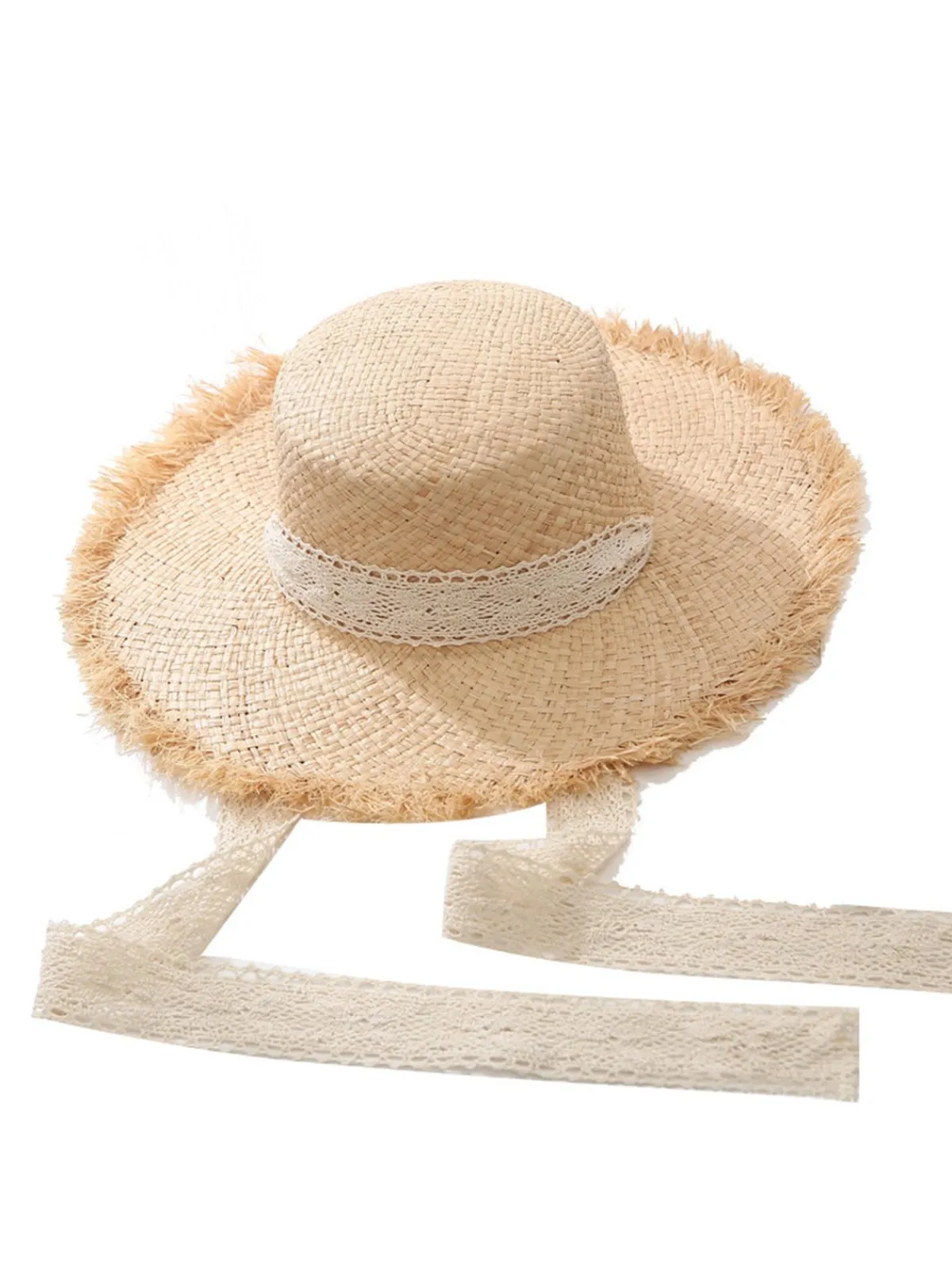 Outlet Retro Stage Vintage Khaki Straw Wide Brim Sun Hat